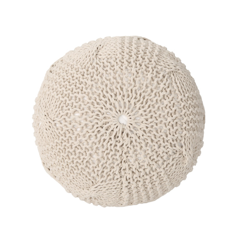 Pouf rond en coton Bordeaux, beige, Beige