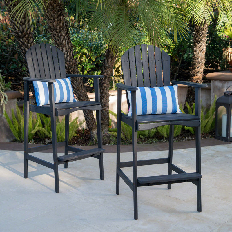 Outdoor Acacia Wood Adirondack Chair, Set Of 2, Dark Gray