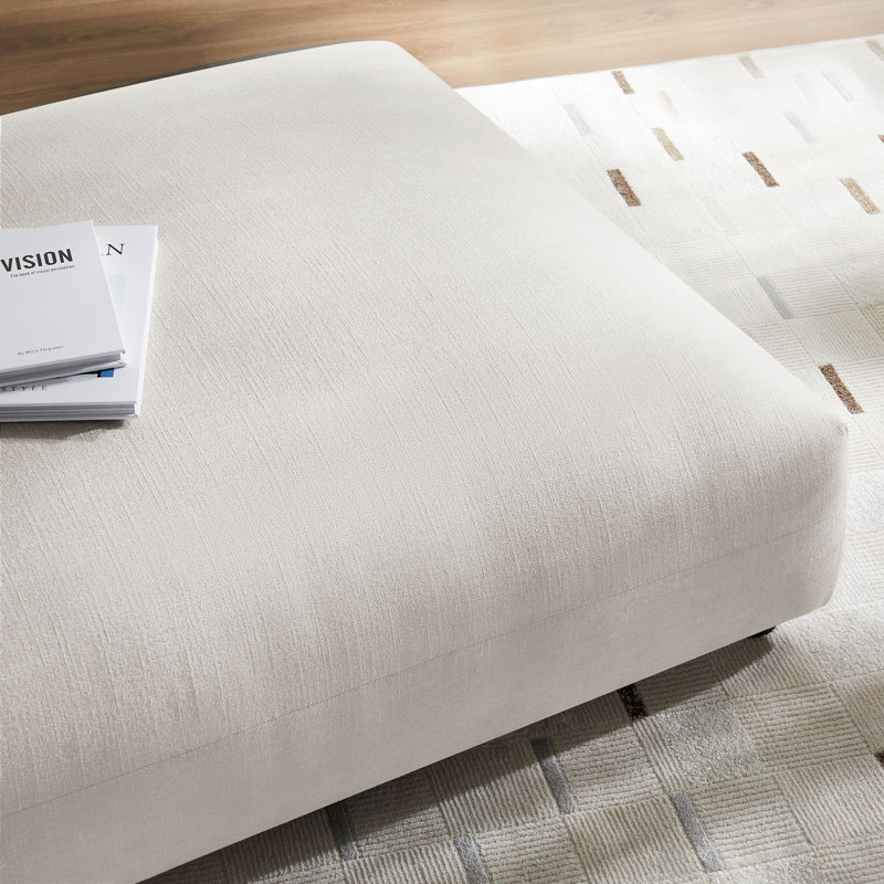 Solace Large Off-White Upholstered Fabric Modular Ottoman