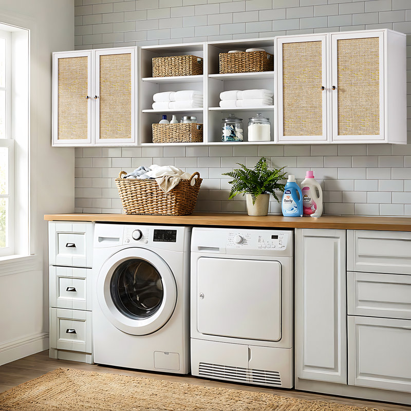 Armoires murales en rotin pour salle de lavage, armoire de cuisine avec tablette réglable, armoire murale suspendue pour salle de lavage, salle de bain, cuisine