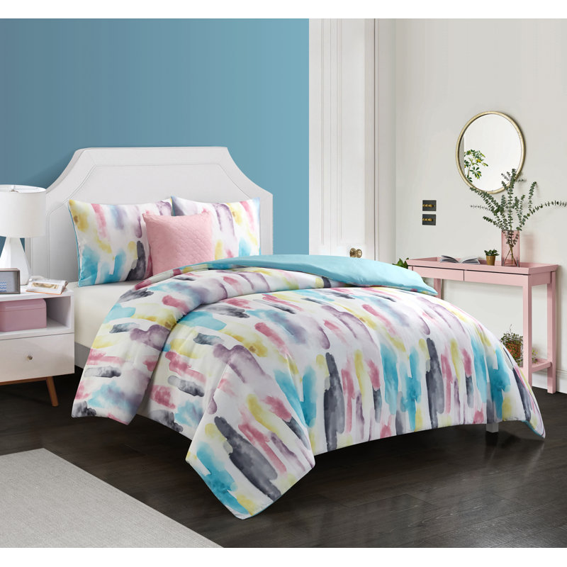 Microfiber Comforter Set, Full Comforter + 2 Standard Shams + Throw Pillow