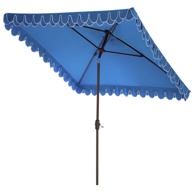 Outdoor Sasha Crank Umbrella, Pacific Blue/White