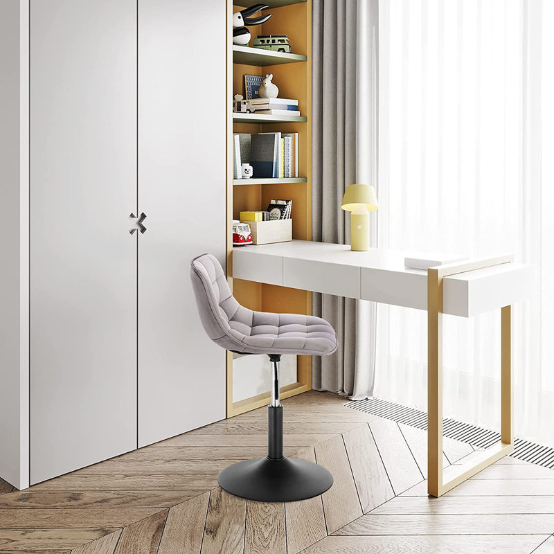 Suncrest Swivel Upholstered Adjustable Height Counter Stool with Metal Frame, Light Grey