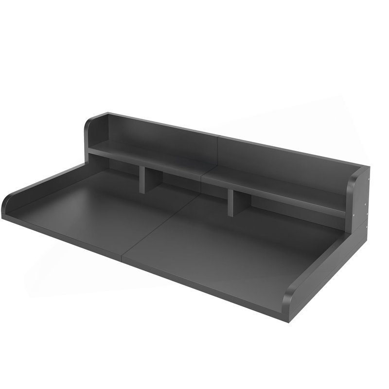 Washer Dryer Countertop With Non-Slip Pads, Laundry Wood Shelf Topper With Edge, 54" Width X 27.5" Depth Double Layer Organizer For Washer And Dryer Laundry Hamper Counter Storage Organization (BLACK)