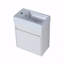 Meuble-lavabo flottant mural avec lavabo en résine blanche et porte d'armoire à fermeture en douceur-1329957220