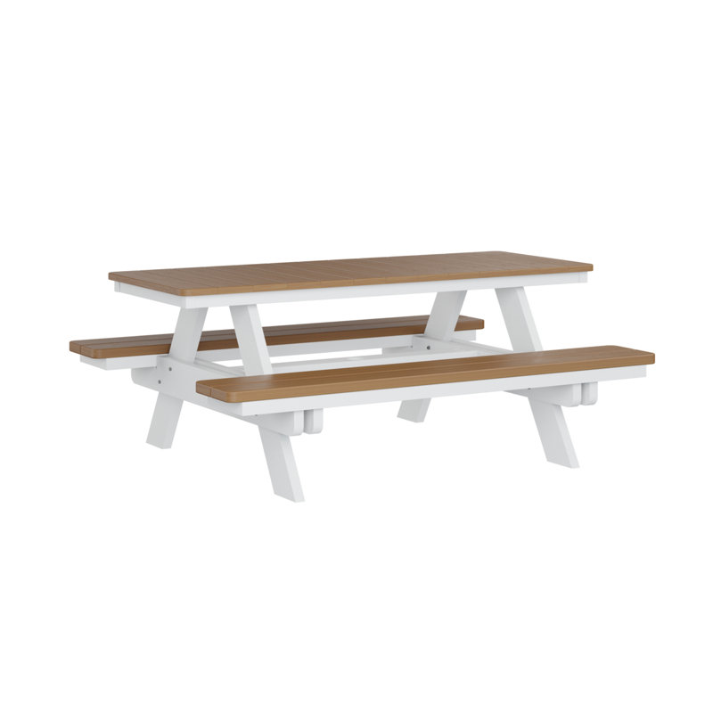Table de pique-nique rectangulaire Berlin Gardens Ada, H 29 po x L 72 po x l 58 po, Teck naturel / blanc