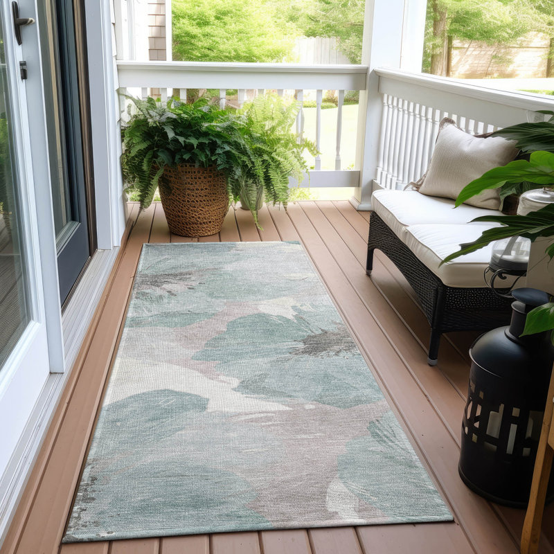 Tapis écume de mer intérieur / extérieur lavable à la machine Claudian ACN1557, Tapis de couloir 2 pi 3 po x 7 pi 6 po