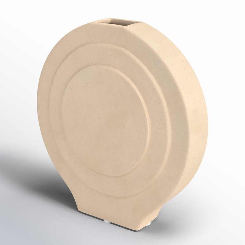 7" Dolomite Round Vase, Solid Color, Modern Touch to Any Room, Ivory/Beige