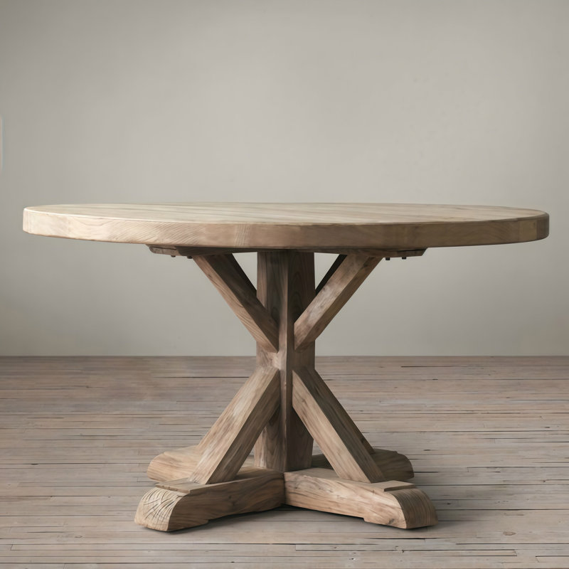 Vintage Style Round Solid Wood Dining Table, 29.5"H x 39.4"L x 39.4"W