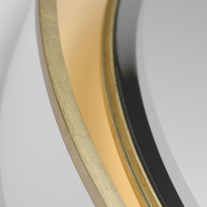 Tricia Illuminated Round Mirror, 24" x 24", Matte White/Gild