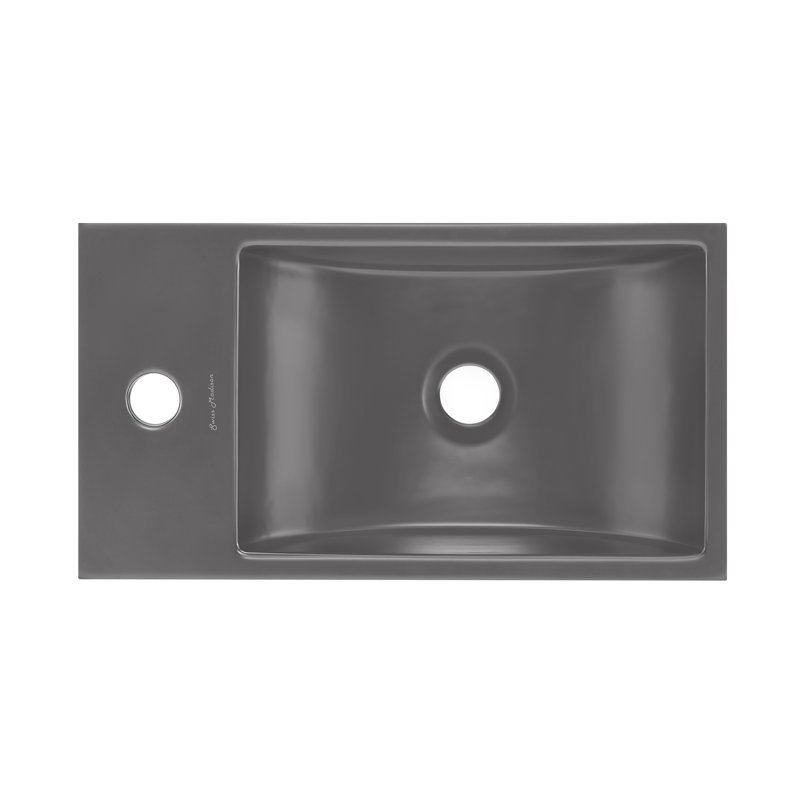 Lavabo mural rectangulaire en béton avec support pour robinet gauche Lisse 16 po Lisse