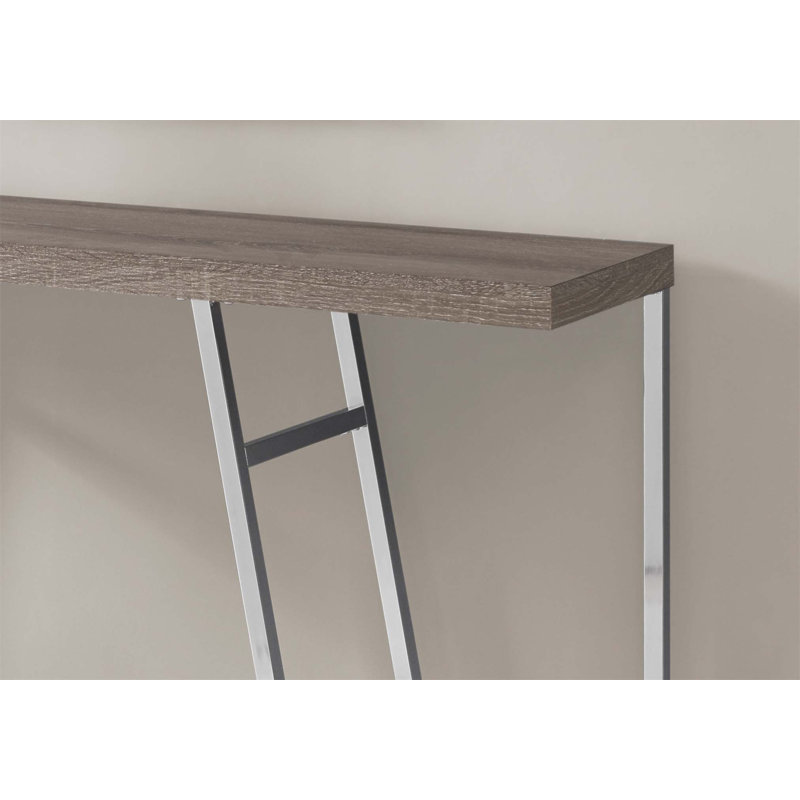 Table d'appoint moderne en stratifié avec pieds en métal chromé pour les entrées étroites et les salons, parfaite pour les petits espaces