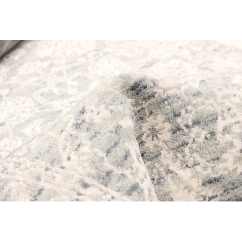 Tapis gris héritage noué à la main de conception unique 2 pi 7 po x 13 pi 10 po