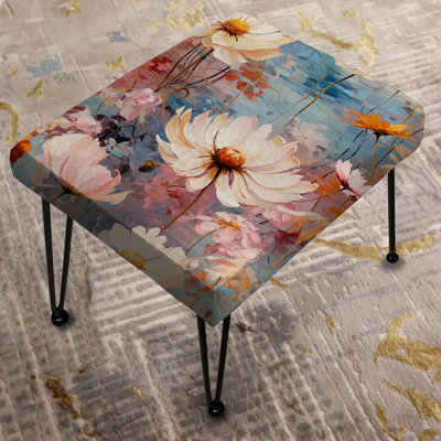 Pink Monets Garden Botanical Pattern - Floral Rectangle Ottoman