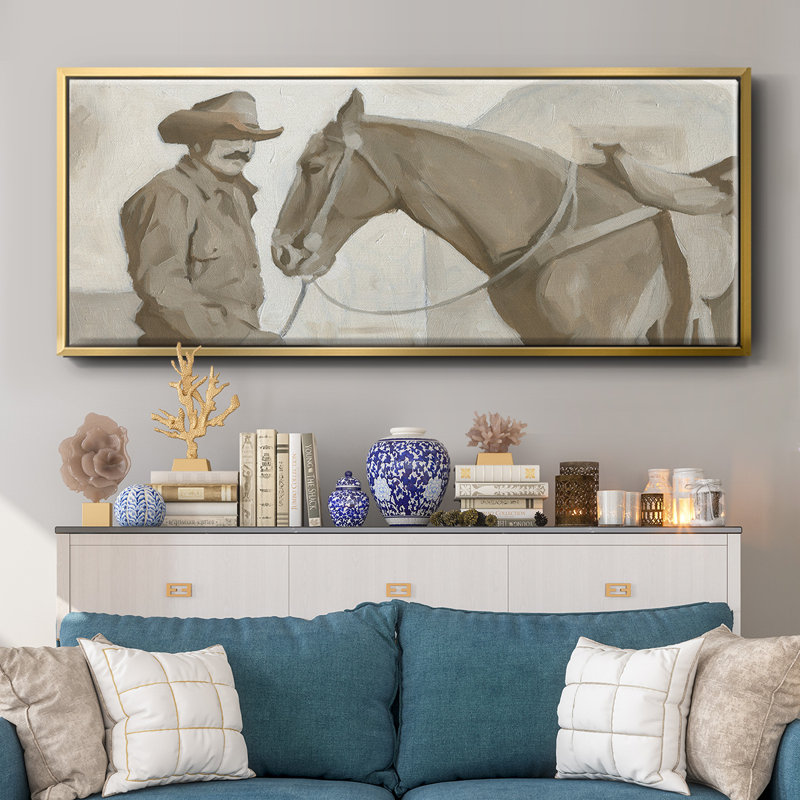 Work Friends II- Framed Canvas, 8" H x 20" W