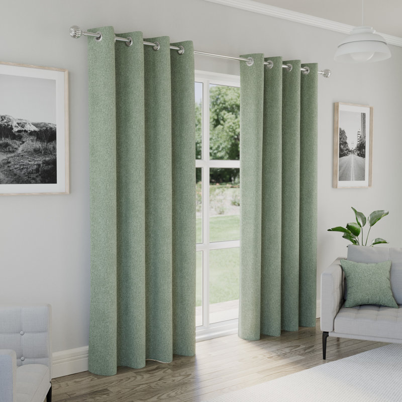 Rodenal Blackout Curtain Pair, Green, 168cm W x 137cm L