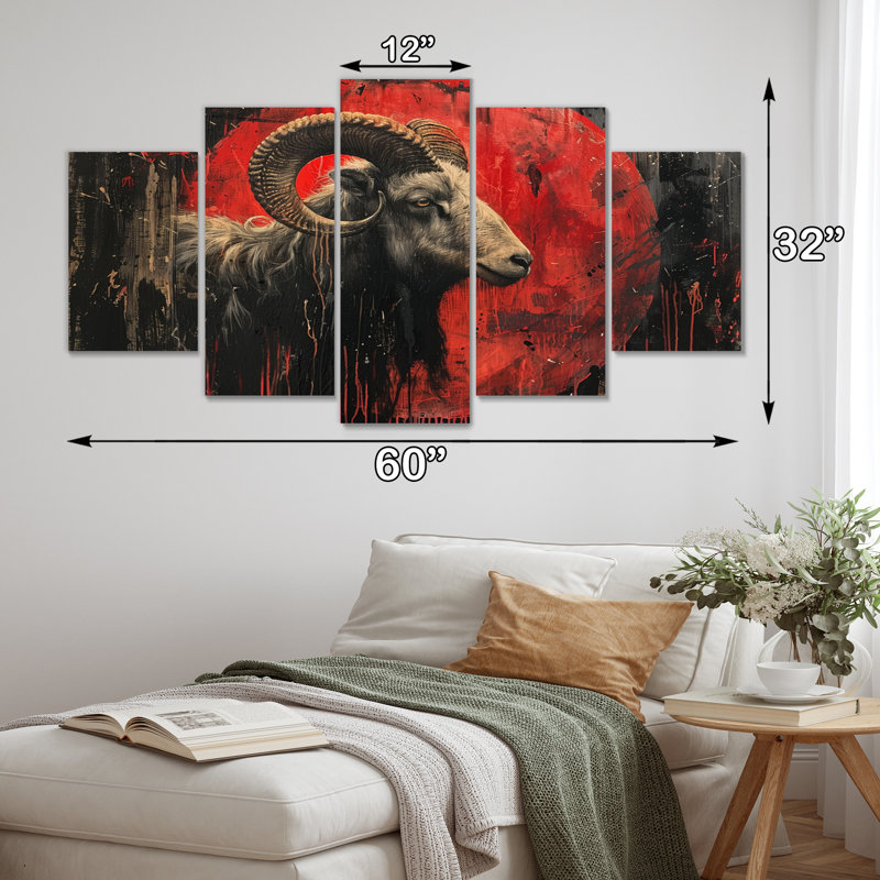 «Red», noir et noir, «Astrology Cosmic Conquest Capricorn», ensemble d'œuvres d'art sur toile