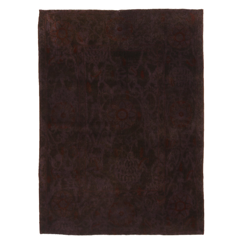 Hand Knotted Wool Abstract Area Rug in Brown