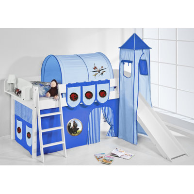 Ida Dragons European Single Mid Sleeper Bed with Tunnel/Curtain/Tower/Pockets