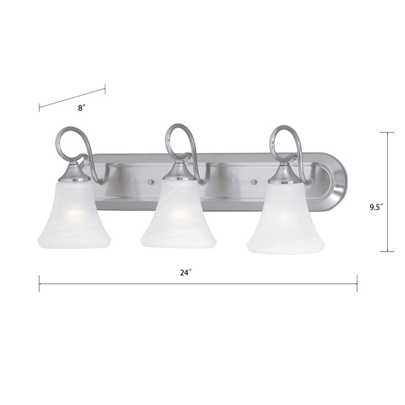 Éclairage pour salle de bain 3 lumières Elipse 24 po - Nickel brossé, H 9,5 po x l 24 po x P 8 po, Brushed Nickel