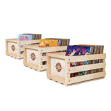 Crosley Electronics Record Storage Crate Solid Wood Crate