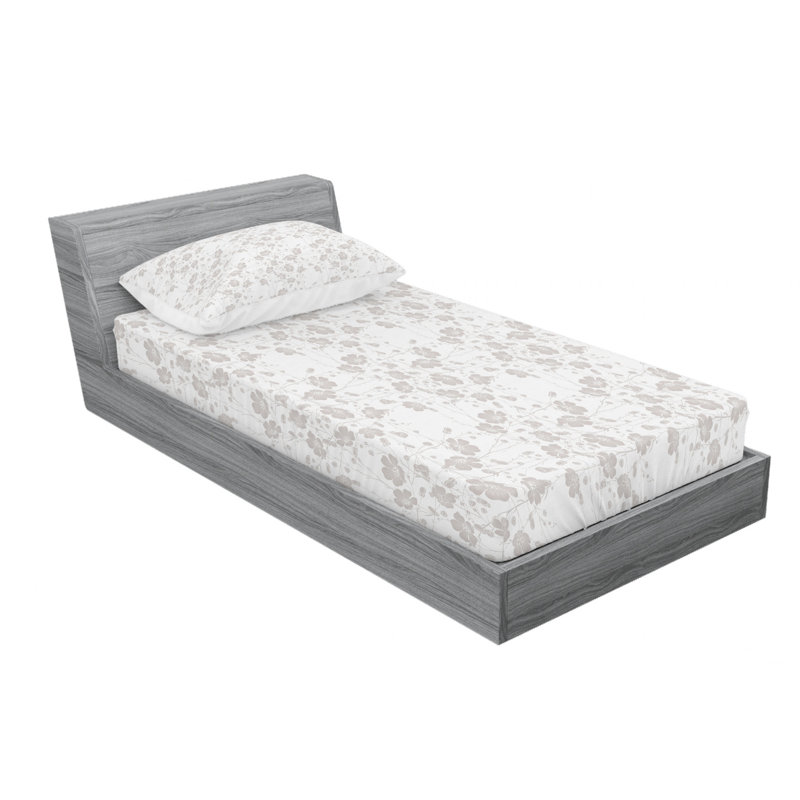 Microfiber Geometric Sheet Set, Twin XL Sheet Set + Fitted Sheet + 1 Pillowcase, White/Gray, Floral