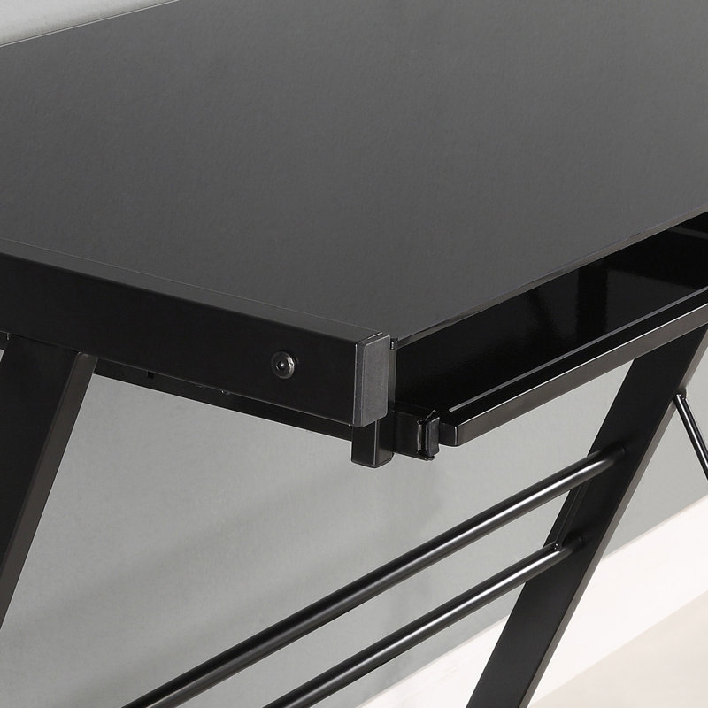 Bureau en verre avec plateau à clavier Sarisha, Noir