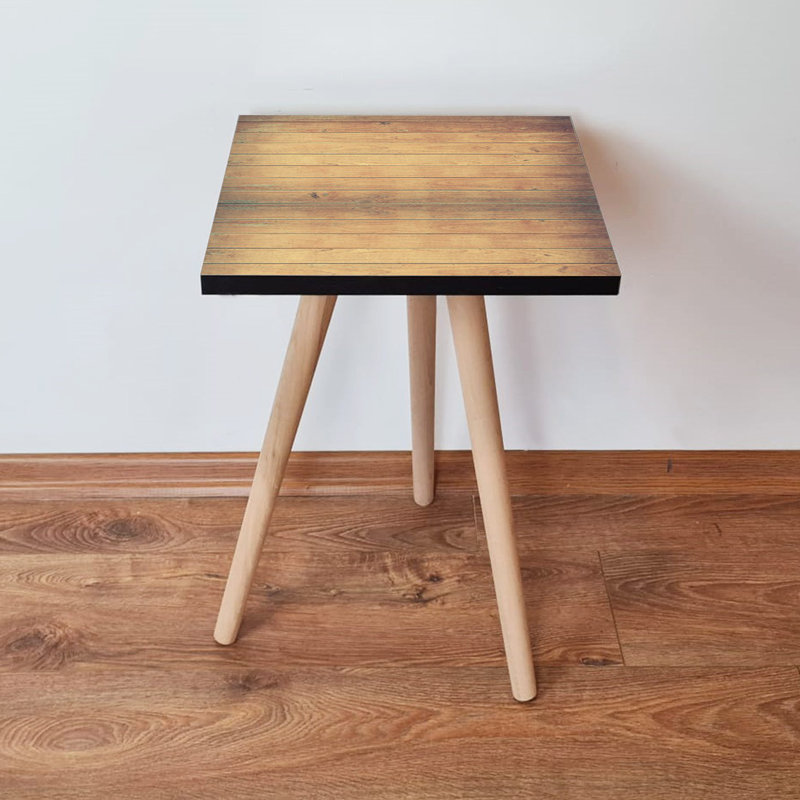 Modern Side Table, Solid Camel Color, 13.8 x 16.5 x 13.8 inches | 100% MDF with Beech Wood Legs, Thickness: 0.7 inches | Scandinavian Design, Stylish & Functional, Perfect for Living Room & Bedroom Decor