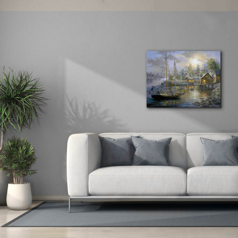  «Harbor Town» par Nicky Boehme, art mural sur toile, 34 po x 26 po