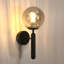 Black Base And Smoke Glass Globe 35Cm Wall Sconce