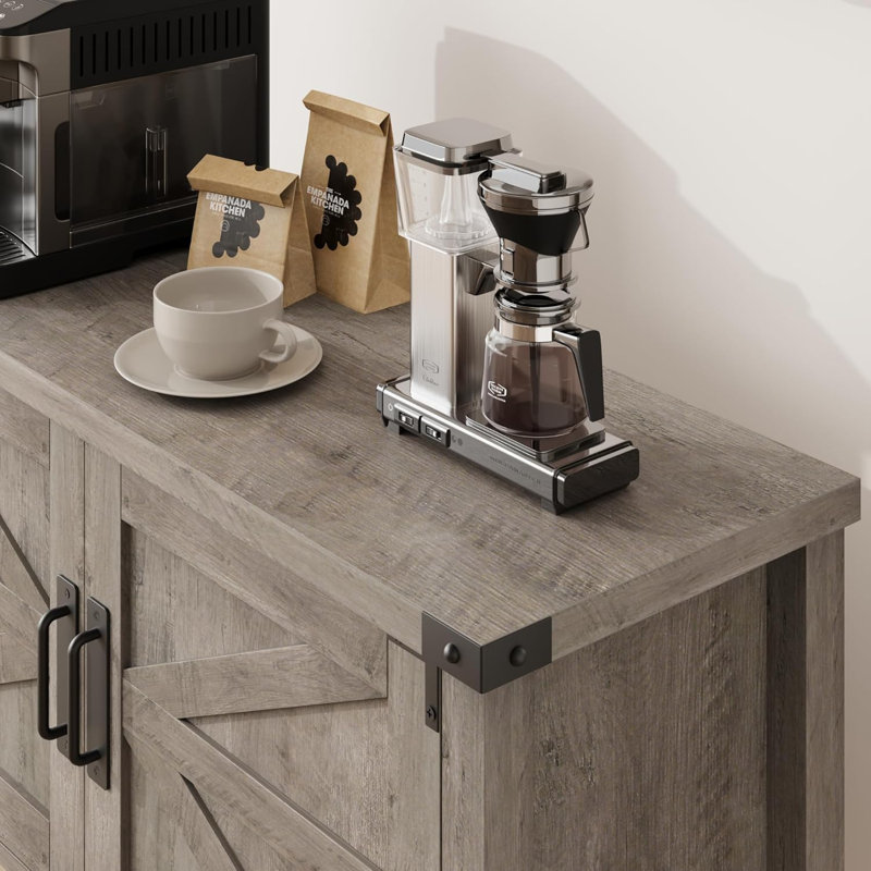 Farmhouse Entryway Table With 2-Door Cabinet, Gray
