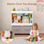 Rangement pour jouets H 25,2 po avec planche à dessin magnétique, rangement pour animaux en peluche avec chevalet, rangement pour jouets avec 2 bacs en tissu et roulettes pivotantes à 360 °, blanc-1244533714