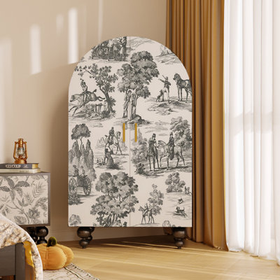 Armoire arquée avec tablettes et portes d'art