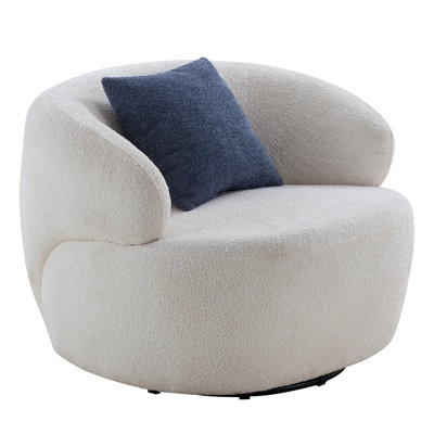 Swivel Barrel Chair Living Room, Single Chair For Small Space Comfy Round Sofa Chair