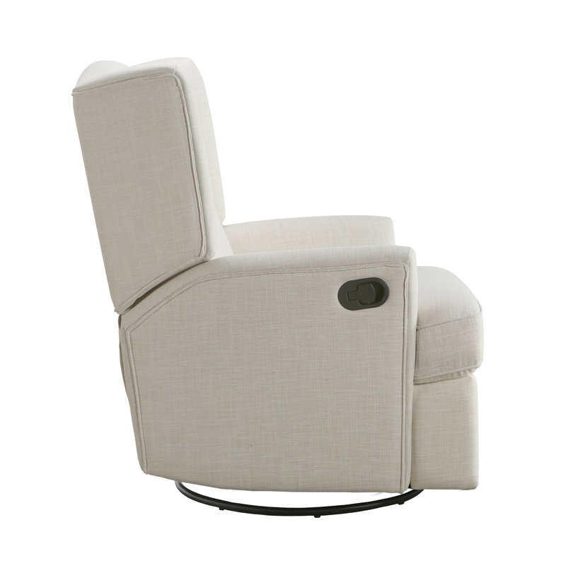 Swivel Reclining Glider, Ivory Polyester Blend