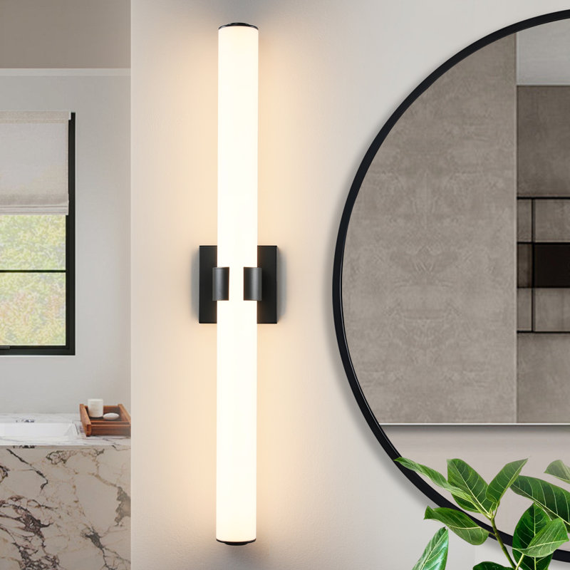 Barre d'éclairage de salle de bain à DEL à 1 lumière à intensité variable pour salle de bain Jesseray, Noir mat