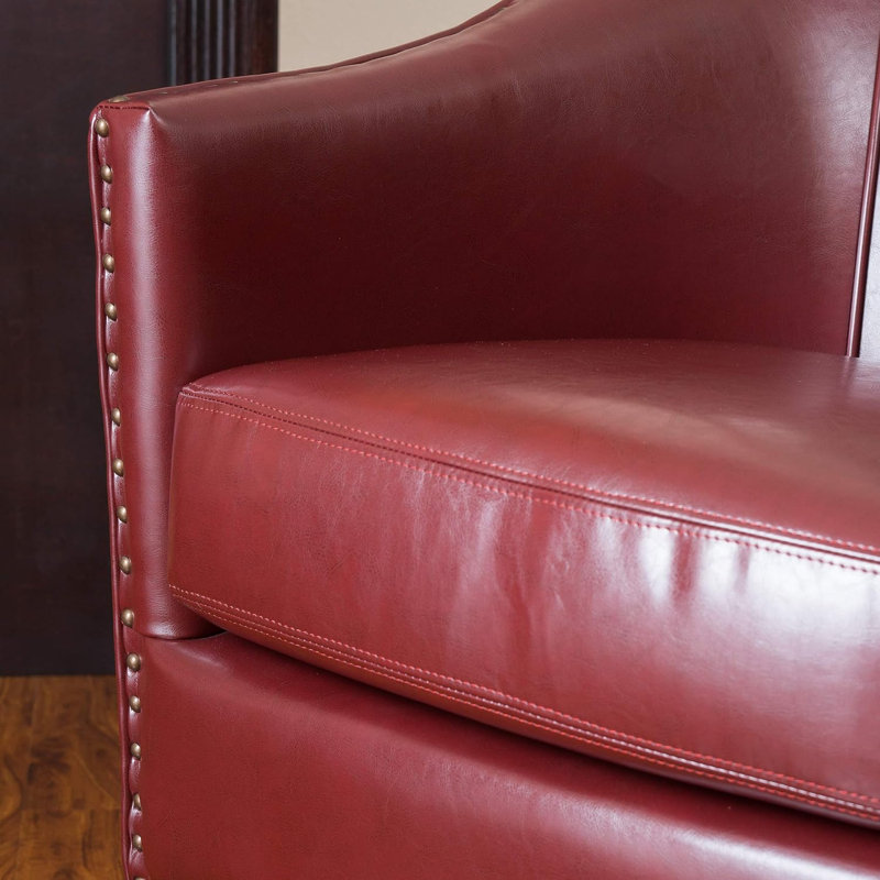 Fauteuil club inclinable en cuir, Rouge