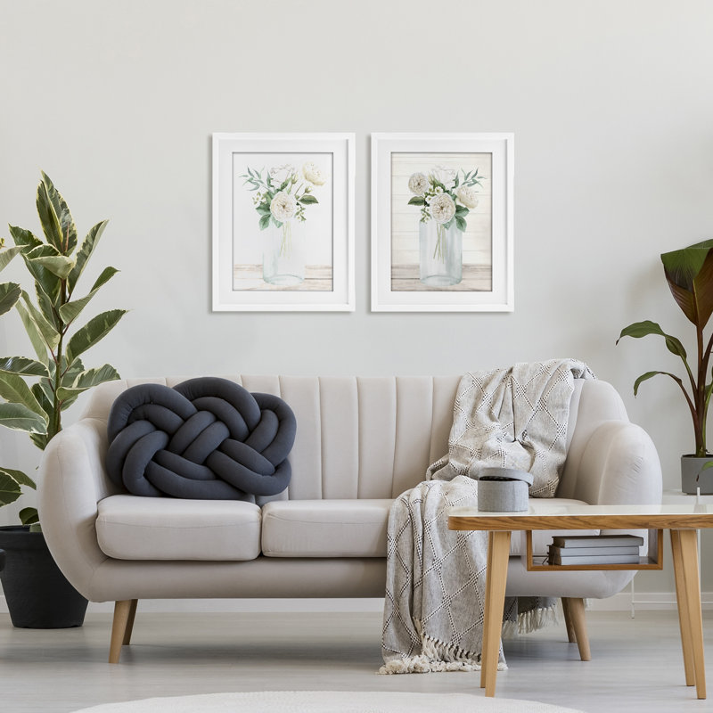 Ensemble de 2 impressions encadrées sous verre Soft Patience Flowers, design par Kim Allen, H 21 po x l 17 po