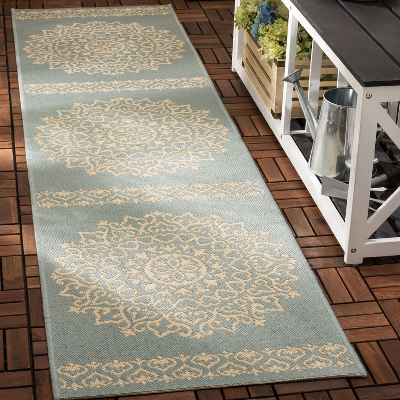 Situ Damask Hand Hooked Indoor / Outdoor Area Rug, Runner 61 x 244 cm