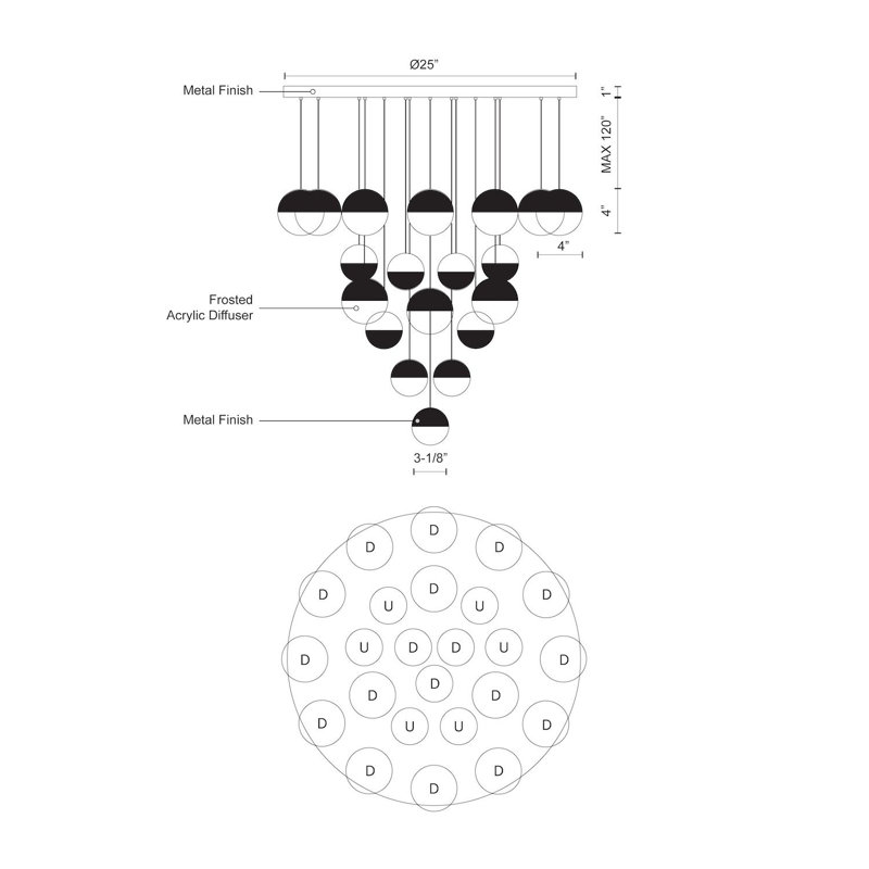 Luminaire suspendu sphère 24 lumières Supernova