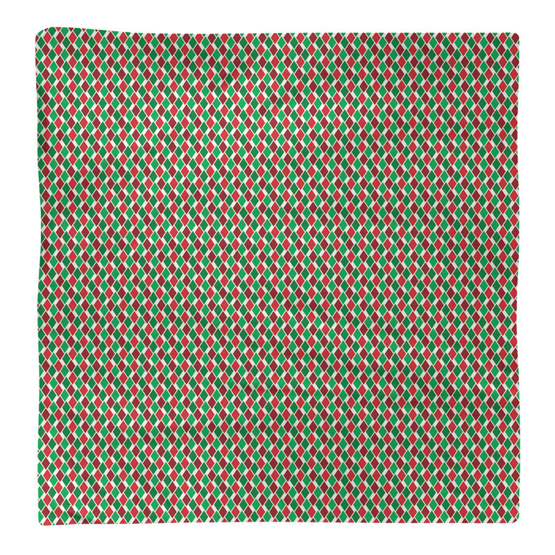 Geometric Square Napkin, 10" x 10", Green/Red, Cotton