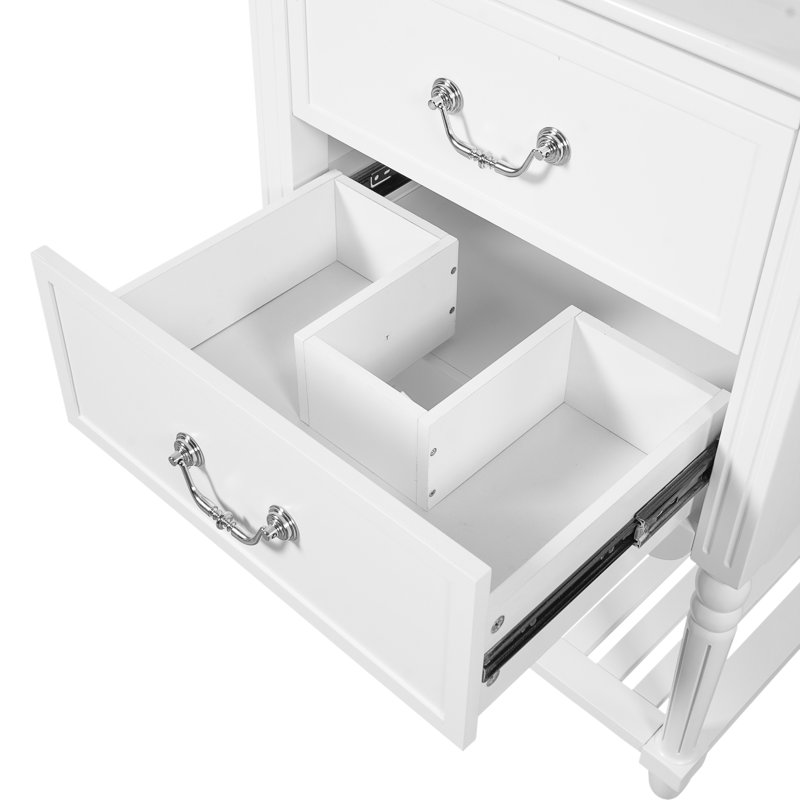 Meuble-lavabo de 24 po avec lavabo en céramique, armoire de salle de bain avec deux tiroirs à fermeture en douceur et une tablette ouverte