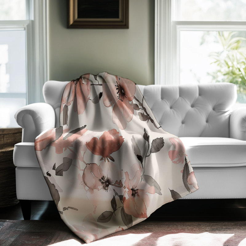 Couverture sherpa 1 pièce Blush Pink Shabby, Lit simple