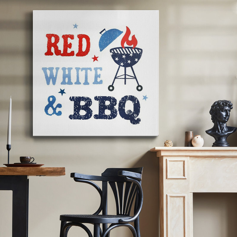 Toile tendue rouge, blanche et barbecue I-Premium Gallery - prête à être accrochée