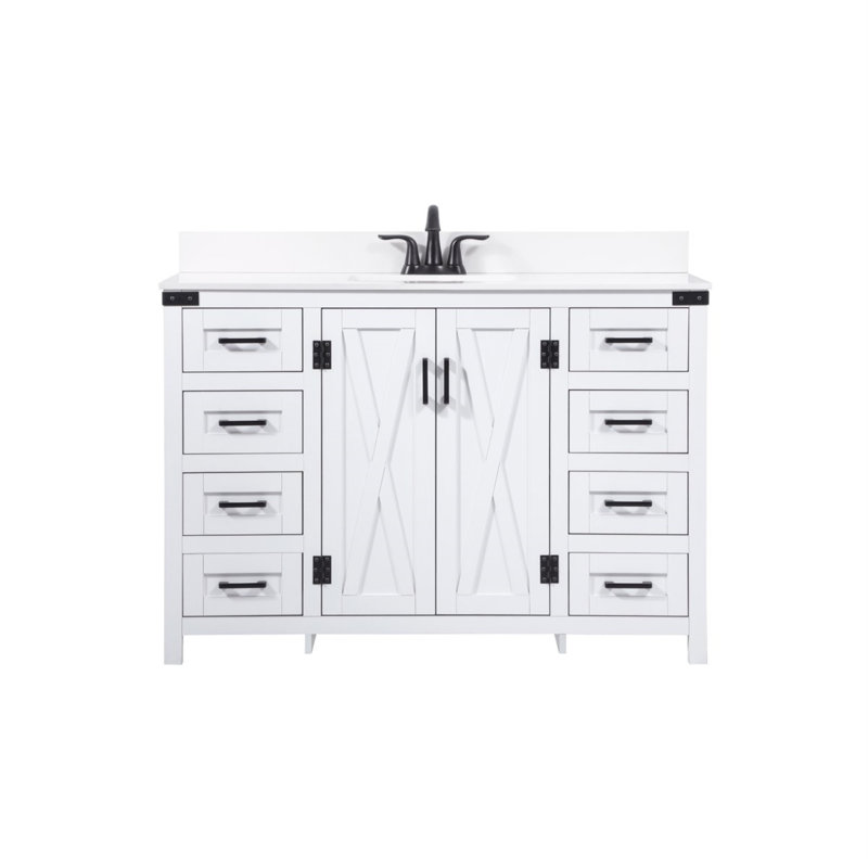 Slayton 48'' Single Bathroom Vanity with Engineered Marble Top, White