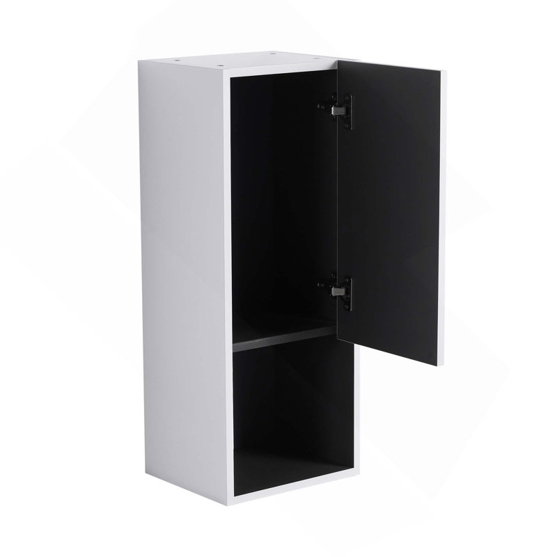 Armoire latérale de salle de bain à fixation flottante de 12 pouces avec portes à fermeture douce et tablette ouverte, White