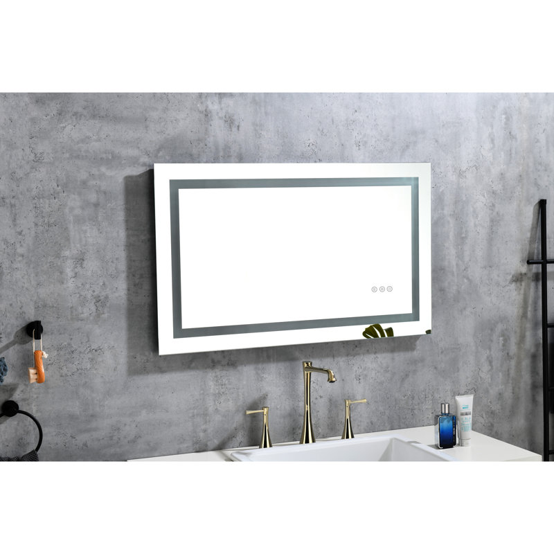 Miroir de salle de bain à DEL 40 po x 32 po - Brouillard, à intensité variable, 3 températures de couleur, fonction mémoire, fixation murale pour une utilisation durable
