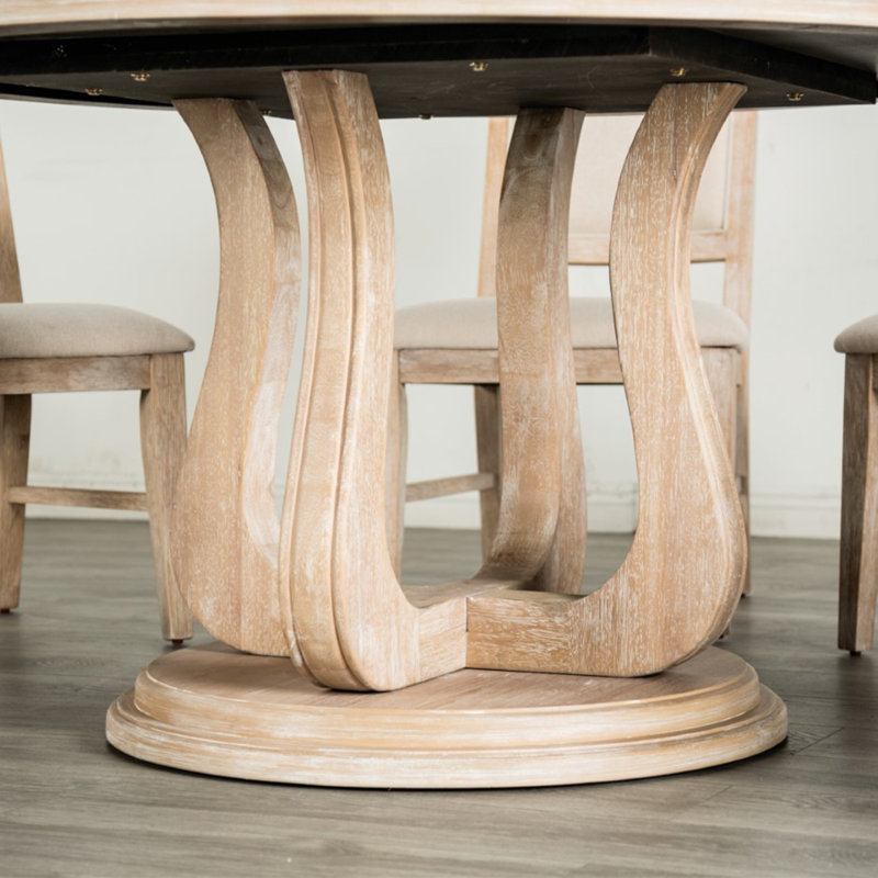 Table de salle à manger ronde en bois avec base en tulipe