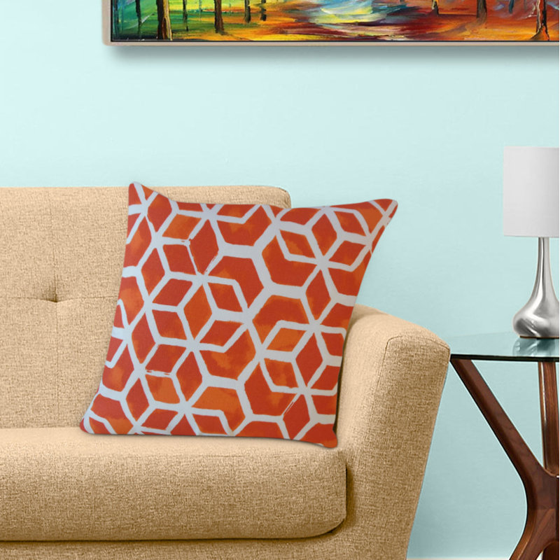 Coussin Zareh, 26 po x 26 po, Coussin décoratif, Orange