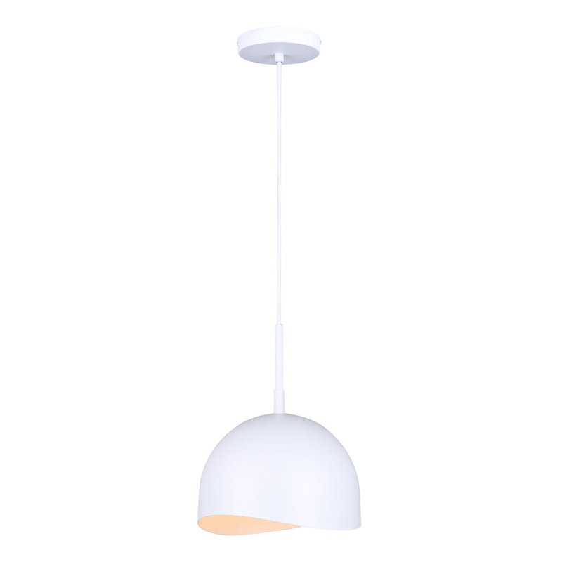 Luminaire suspendu en forme de cloche à 1 lumière Eevan, H 61,75 po x l 9 po x P 9 po, Blanc